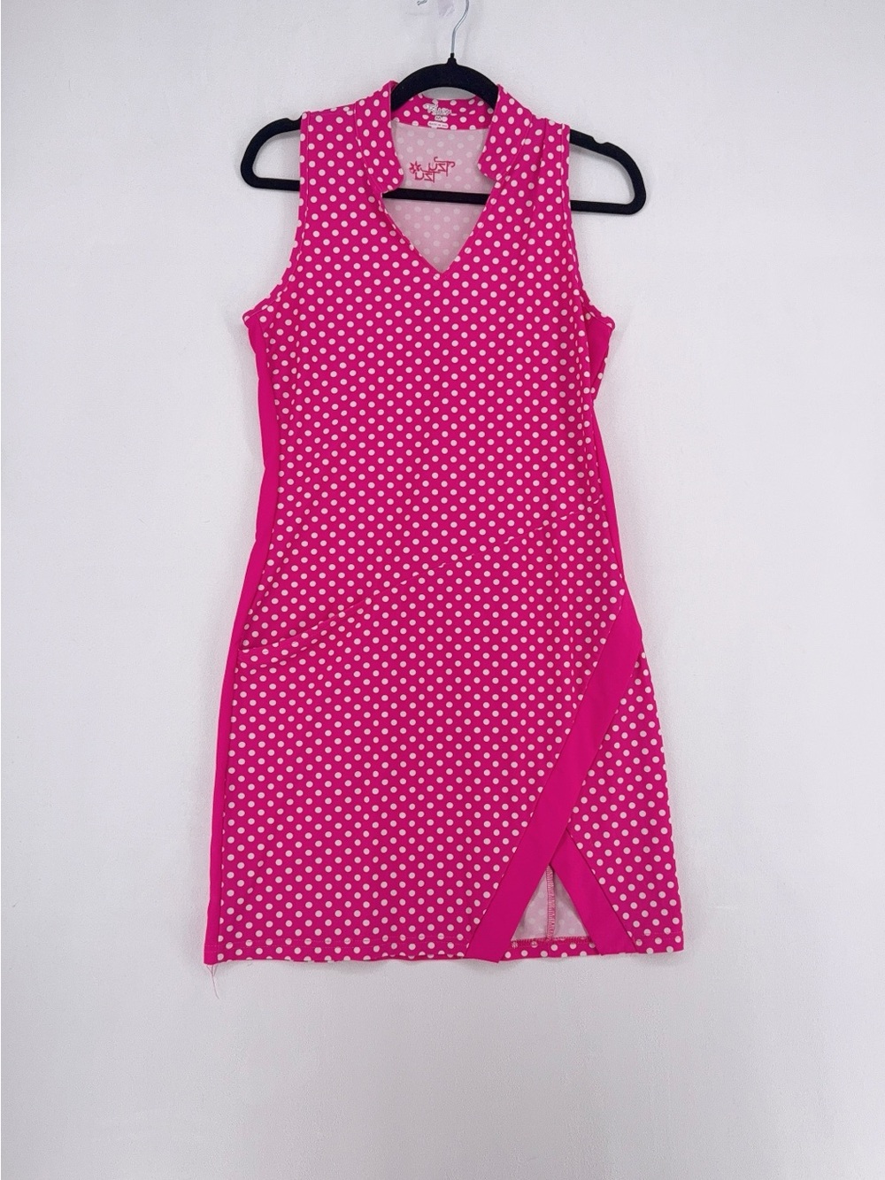 Tzu Tzu Sport Shiloh Polka Dotty Golf Dress Collared Sleeveless pink size M